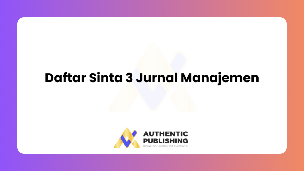 Daftar Sinta 3 Jurnal Manajemen